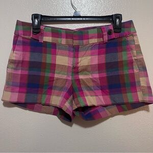 Banana Republic Ryan Fit Plaid Shorts Pink Multi Mid Rise Size 4